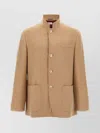 Brunello Cucinelli Stand Collar Short Coat With Back Vent In Brown