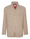 Brunello Cucinelli Stand-up Collar Pocket Blazer In Neutral