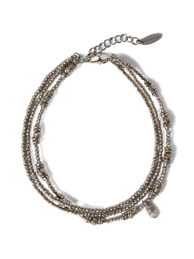 Brunello Cucinelli Sterling Silver Anklet In Metallic