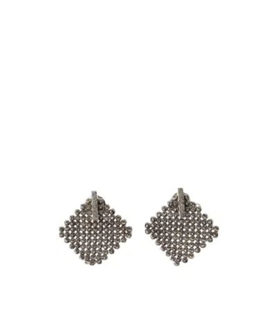 Brunello Cucinelli Sterling Silver Earrings In Green