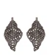 Brunello Cucinelli Sculptured Silver Earrings In Black