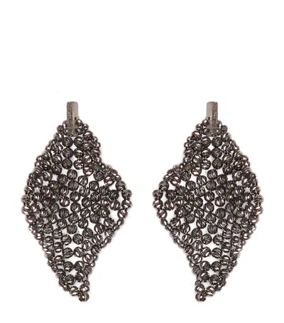 Brunello Cucinelli Sterling Silver Sculptured Drop Earrings
