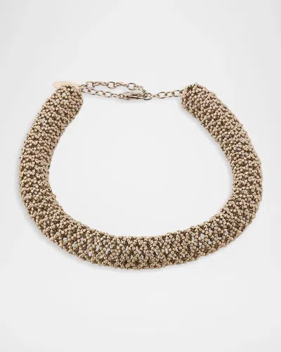 Brunello Cucinelli Sterling Silver Tubular Choker Necklace In Retinio