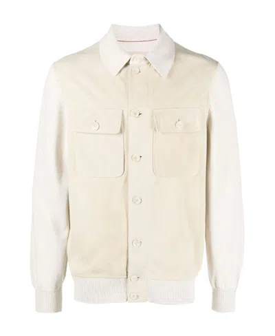 Brunello Cucinelli Stitched Casual Jacket In White