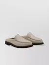 Brunello Cucinelli Stitched Leather Sole Loafers Round Toe In Gray