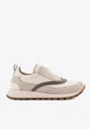 Brunello Cucinelli Low-top Suede And Nylon Sneakers With Monili Details