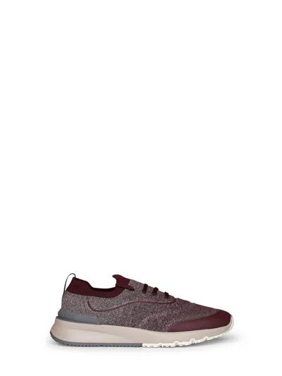 Brunello Cucinelli Techno-cotton Knit Runners With Heat-bonded Details In Multi