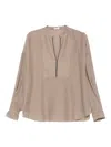 Brunello Cucinelli Relaxed Fit Blouse V Neck Detail In Neutral