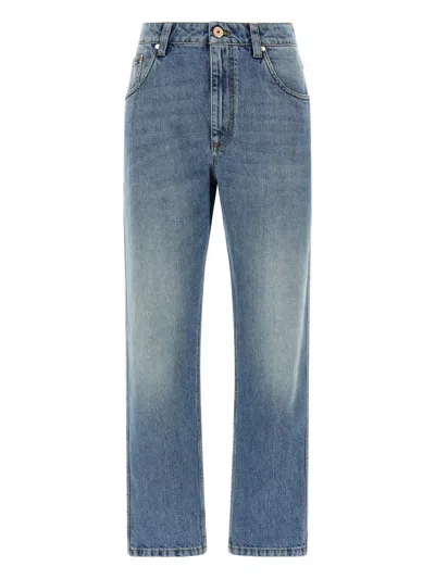 Brunello Cucinelli Straight Denim Cotton Jeans In Blue