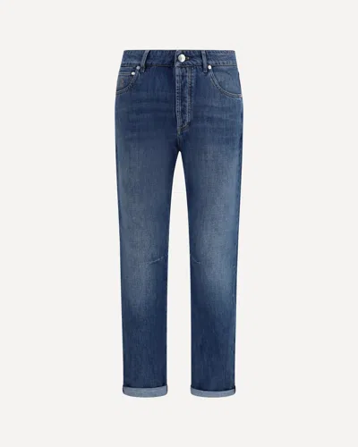 Brunello Cucinelli Men Straight Five-pocket Jeans In Cotton In Blue