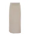 Brunello Cucinelli Luxurious Cashmere-silk Ribbed Midi Skirt In Nude