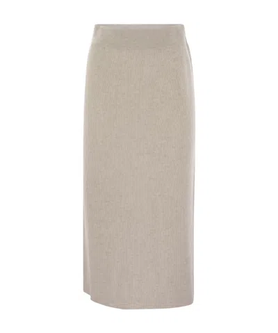 BRUNELLO CUCINELLI BRUNELLO CUCINELLI STRAIGHT HEM KNITTED MIDI SKIRT