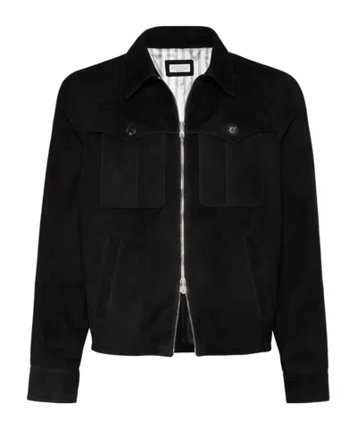 Brunello Cucinelli Straight Hem Zipped Jacket In Black