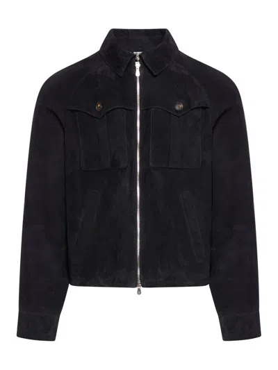 Brunello Cucinelli Leather Jacket In Black