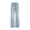 Brunello Cucinelli Straight Fit Denim Jeans With Leather Patch In Blue