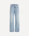 Brunello Cucinelli Straight Fit Denim Jeans With Leather Patch In Blue