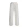Brunello Cucinelli White Jeans With Wide Leg And Monil Detail On The Rear In Denim Woman