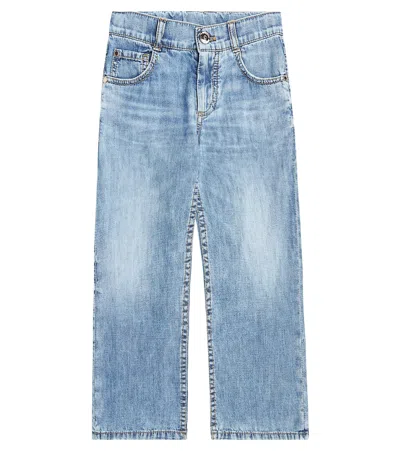 Brunello Cucinelli Kids' Straight Jeans In Blue