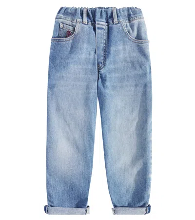 Brunello Cucinelli Kids' Straight Jeans In Blue