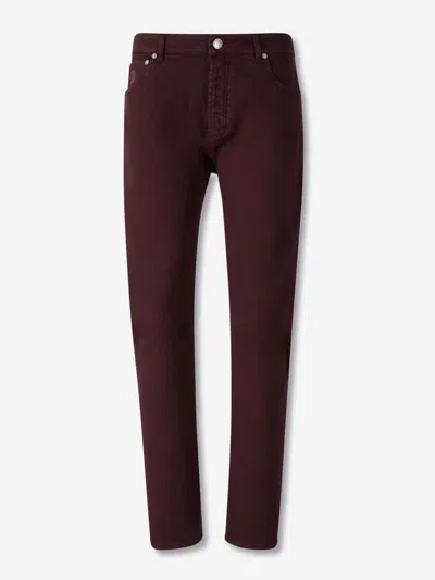 Brunello Cucinelli Embroidered-pocket Jeans In Burgundy
