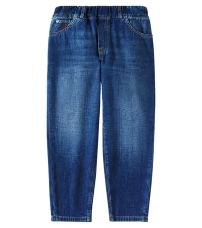 Brunello Cucinelli Kids' Straight Jeans In Denim Medio Old
