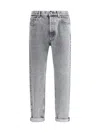 Brunello Cucinelli Straight Leg Jeans With Faded Effect And Five-pocket Design In Gray