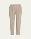 Brunello Cucinelli Straight-leg Ankle Silk Pull-on Pants In Medium Grey