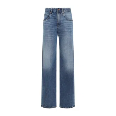 Brunello Cucinelli Straight Leg Blue Cotton Jeans In C Blue Denim