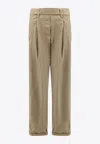 Brunello Cucinelli Cotton Trousers With Monili Detail