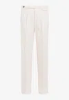 Brunello Cucinelli Garment-dyed Trousers In Twisted Cotton Gabardine In Off-white