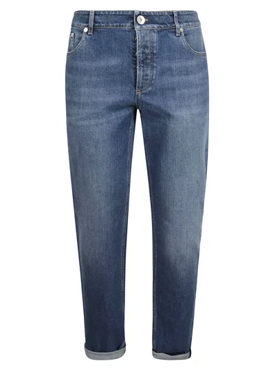 Brunello Cucinelli Straight Leg Classic 5 Pockets Jeans In Denim Medio