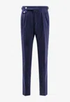 Brunello Cucinelli Men Wool Corduroy Trousers In Blue