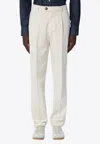 Brunello Cucinelli Straight-leg Corduroy Tailored Pants In White