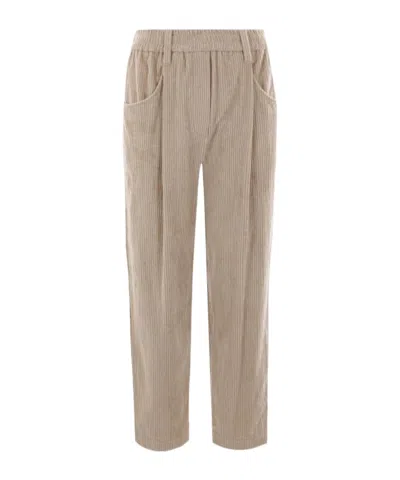 Brunello Cucinelli Straight-leg Corduroy Trousers In Nude