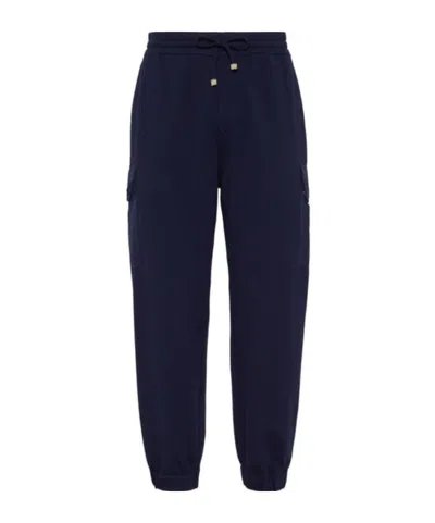 Brunello Cucinelli Straight-leg Cotton-blend Track Pants In Black