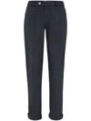 Brunello Cucinelli Straight-leg Cotton-blend Trousers In Blue