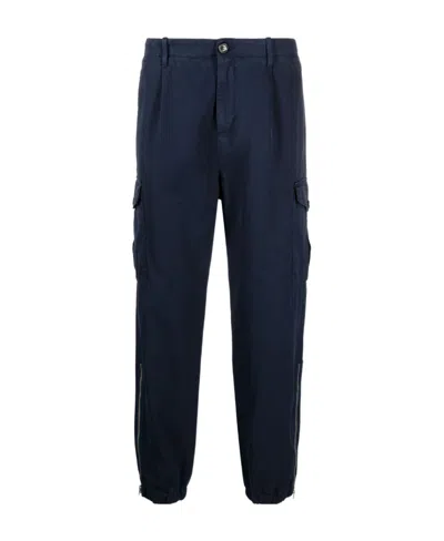Brunello Cucinelli Straight-leg Cotton Cargo Trousers In Blue