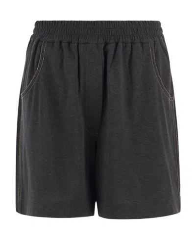 Brunello Cucinelli Straight-leg Cotton Shorts In Black