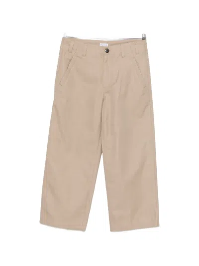 Brunello Cucinelli Straight-leg Cotton Trousers In Neutral