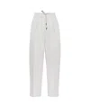 Brunello Cucinelli Relaxed-fit Trousers With High Waist And Drawstring Closure In White