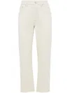 Brunello Cucinelli Denim Straight Pants With Shiny Bartack In 白色