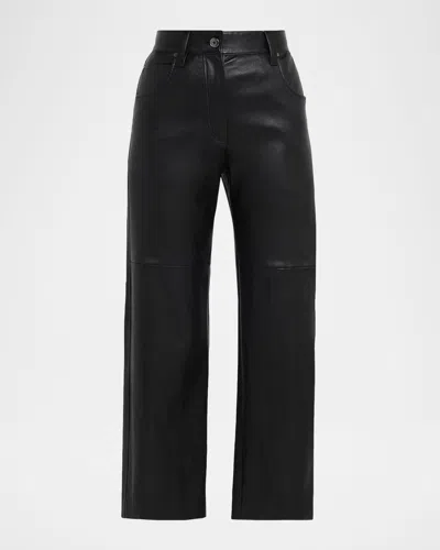 Brunello Cucinelli Straight-leg Leather Pants In Black