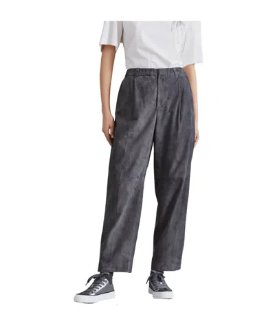 Brunello Cucinelli Straight-leg Leather Trousers In Gray