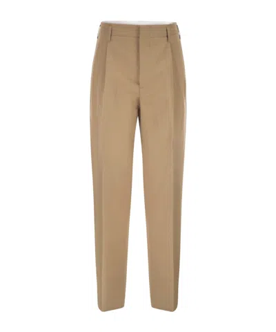 Brunello Cucinelli Men Tailored Trousers In Cotton And Linen With Pleats In Brown