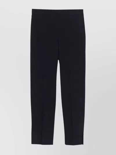 Brunello Cucinelli Straight Leg Pants With Elastic Waist And Side Slit In Black