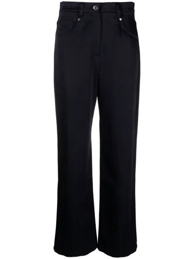 Brunello Cucinelli Straight-leg Satin-finish Trousers In Blue