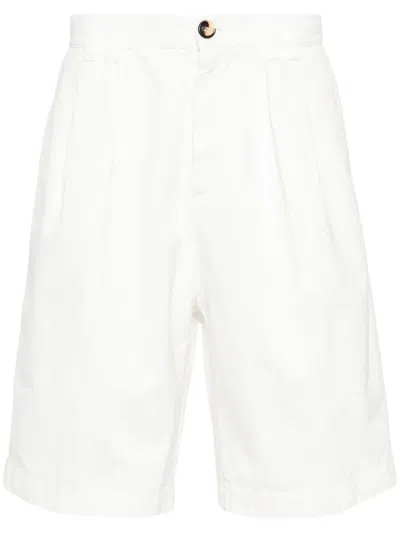 Brunello Cucinelli Straight Leg Shorts With Pleated Detail In White