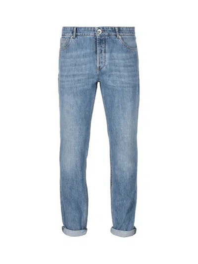 Brunello Cucinelli Straight-leg Slim-cut Jeans In Blue
