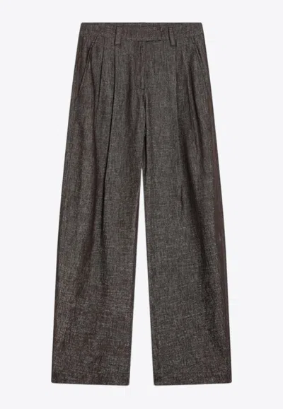 Brunello Cucinelli Straight-leg Tailored Pants In Brown