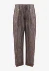 Brunello Cucinelli Textured Trousers Featuring Lurex Detail In Brown